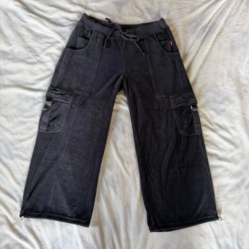 vintage y2k Hard Tail Forever grey cargo velour cropped sweatpants size large